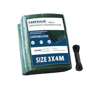Dellna Waterproof Tarpaulin 3m x 4m-130 g/m², Ground Sheets with Aluminum Eyelets & Rope, Groundsheet Weatherproof & UV Protection for Camping, Outdoor Furniture, Pool, Car