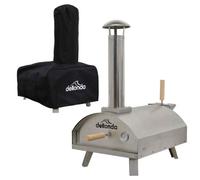 Dellonda 14 Inch Wood Fired Pizza Oven 380C Meat Smoking Stainless Steel With Cover