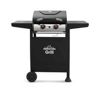 2 Burner Gas BBQ Grill with Piezo Ignition, Built-In Thermometer, Black/Stainless Steel - DG13