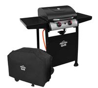 Dellonda 2 Burner Gas Bbq Grill With Piezo Ignition, Built-In Thermometer & Cover, Black/stainless Steel
