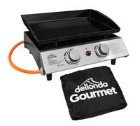 Dellonda 2 Burner Portable Gas Plancha 5Kw Bbq Griddle, Includes Pvc Cover, Stainless Steel - Dg232