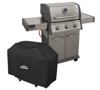 Dellonda 3 Burner Deluxe Gas Bbq Grill With Piezo Ignition, Water Resistant Cover, Stainless Steel