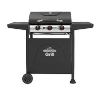 Dellonda 3 Burner Gas BBQ Grill, Ignition, Thermometer, Black/Stainless Steel