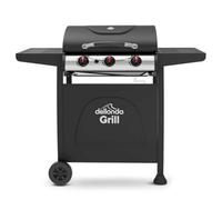 3 Burner Gas BBQ Grill with Piezo Ignition, Built-In Thermometer, Black/Stainless Steel - DG14