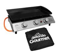 Dellonda 3 Burner Portable Gas Plancha 7.5Kw Hot Plate Bbq, Cover, S/steel
