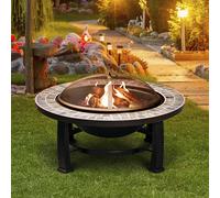 Dellonda 30" Deluxe Traditional Style Fire Pit/Fireplace/Outdoor Heater - Slate