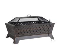 Dellonda 35" Rectangular Outdoor Fire Pit, Antique Bronze Effect