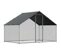 Dellonda 3x2x2m Walk-In Galvanised Steel Chicken Run with Roof Cover & PVC Coate