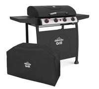 Dellonda 4 Burner Gas BBQ Grill with Piezo Ignition, Built-In Thermometer and Water-Resistant PVC Cover, Black/Stainless Steel - DG229