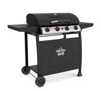 Dellonda 4 Burner Gas BBQ Grill with Piezo Ignition, Built-In Thermometer, Black/Stainless Steel - DG15