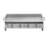 Dellonda 4 Burner Stainless Steel Portable Gas Plancha with Warming Rack - 10Kw