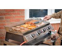 Dellonda 4 Burner Portable Gas Plancha With Warming Rack, 10Kw Stainless Steel - Dg277