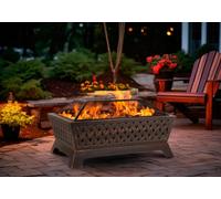 35" Rectangular Outdoor Fire Pit, Antique Bronze Effect - DG44