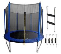 Dellonda 8ft Heavy-Duty Outdoor Trampoline for Kids with Safety Enclosure Net, Supplied with Anchor Kit and Ladder - DL93