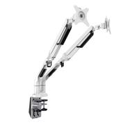 Dellonda Adjustable & Rotating Double Monitor Arms, 9Kg Load Capacity, 17-32" Screens - White - Dh27
