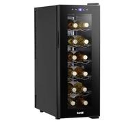Dellonda Baridi 12 Bottle Wine Fridge with Digital Touch Screen Controls, Metal Shelves & LED Light, Black - DH73