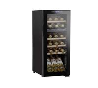 Dellonda Baridi 18 Bottle Dual Zone Wine Fridge/Cooler with Digital Touch Screen Controls, Wooden Shelves & LED Light, Black - DH89