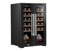 Dellonda Baridi 24 Bottle Dual Zone Wine Fridge with Digital Touch Screen Controls, Beech Wood Shelves & LED Light, Black - DH97