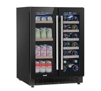 Dellonda Baridi 40 Bottle/120 Can Dual Zone Undercounter/Freestanding Wine & Drinks Fridge, Black - DH96