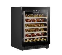 Dellonda Baridi 54 Bottle Undercounter/Freestanding Wine Fridge with Digital Touch Screen Controls, Wooden Shelves & LED Light 135L, Black - DH78