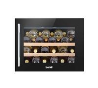 Baridi 60cm Built-In 28 Bottle Wine Cooler with Beech Wood Shelves, Black - DH205