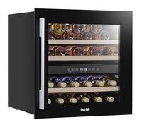 Dellonda Baridi 60cm Built-In 36 Bottle Wine Cooler with Beech Wood Shelves and Internal LED Light, Black - DH117