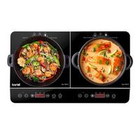 Dellonda Baridi Portable Induction Hob: Two Zone, 2800W, 13A Plug, Timer Function