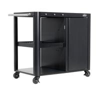 Dellonda Bbq/plancha Trolley With Cupboard, Extension Table & Utensil Hooks - Black