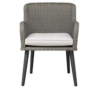 Dellonda Buxton Rattan Wicker Outdoor Dining Armchairs With Cushion 2 Pcs Grey