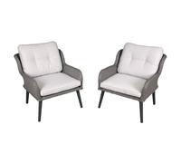 Dellonda Buxton Rattan Wicker Outdoor Lounge Chairs with Cushion Grey DG79