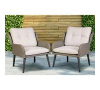Dellonda Buxton Rattan Wicker Outdoor Lounge Chairs with Cushion, Grey - DG79
