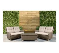 Dellonda Chester 3 Piece Outdoor Rattan Lounge Set with 2 x Double Seater Sofas, Brown - DG88