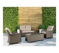 Dellonda Chester 4 Piece Outdoor Rattan Lounge Set with Double Seater Sofa, Brown - DG87