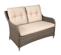 Dellonda Chester Rattan Garden Patio Lounger 2-Seater Sofa With Cushion, Brown