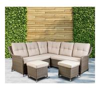Dellonda Chester Rattan Wicker Outdoor 5-Seater Corner Sofa Set, Brown - DG72