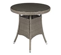 Dellonda Chester Rattan Wicker Outdoor Bistro Table Tempered Glass Brown DG65