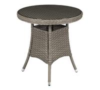 Chester Rattan Wicker Outdoor Bistro Table with Tempered Glass Top, Brown - DG65