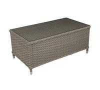 Dellonda Chester Rattan Wicker Outdoor Coffee Table Tempered Glass Brown DG71