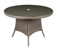 Dellonda Chester Rattan Wicker Outdoor Dining Table with Tempered Glass Top, Brown - DG66