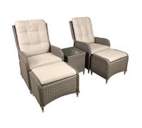 Sealey Dg68 Dellonda Chester Rattan Wicker Outdoor Recliner Loungers & Table Set 5Pc