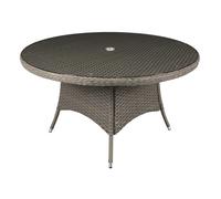 Dellonda Chester Rattan Wicker Round Outdoor Dining Table With Tempered Glass Top