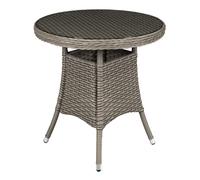 Dellonda Chester Rattan Wicker Round Outdoor Table With Tempered Glass Top