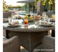 Chester Rattan Wicker Outdoor Dining Table with Tempered Glass Top - DG67