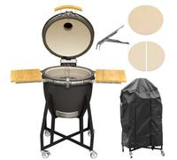 Dellonda Deluxe 22"(56Cm) Ceramic Kamado Style Bbq Grill/ Oven/smoker, Supplied With Stand, Castor Wheels & Accessories - Dg236