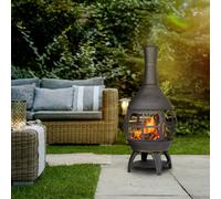 Dellonda Deluxe 360? Chiminea/Fire Pit/Outdoor Heater - Antique Bronze Finish - DG112, Brown