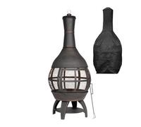 Dellonda Deluxe 360 Chiminea/fire Pit With Cover - Antique Bronze Finish