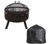 Dellonda Deluxe Firepit With Cooking Grill, Safety Screen, Poker & Cover - Dg242