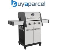 3 Burner Deluxe Gas BBQ Grill with Piezo Ignition, Stainless Steel - DG16