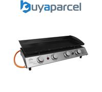 4 Burner BBQ Portable Gas Plancha Grill 10kW Hotplate - Stainless Steel