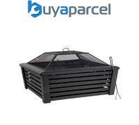 Dellonda DG43 89cm Square Outdoor Fire Pit, Black
